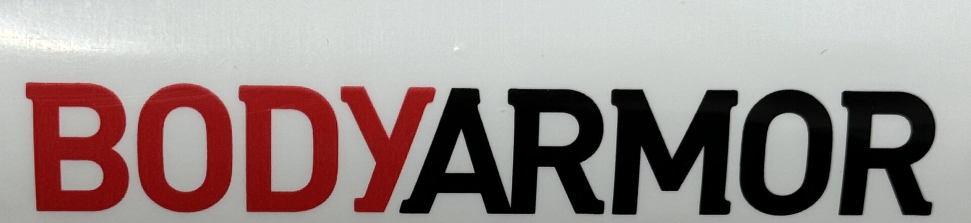 Stylized BODYARMOR logo with red and black