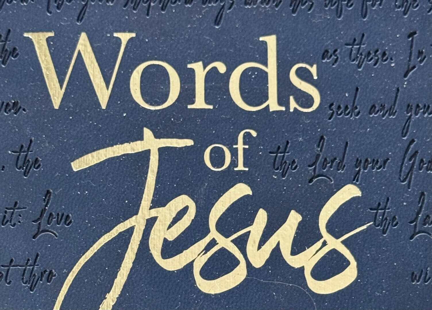 Blue textured cover reading "Words of Jesus
