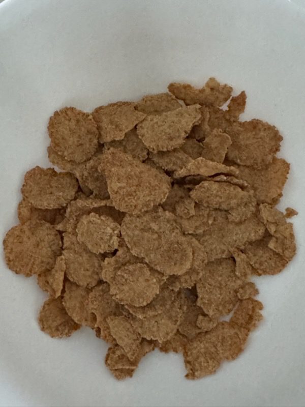 Bowl of whole grain cereal flakes